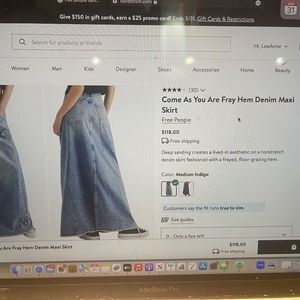 Free People Women's Denim long Skirt